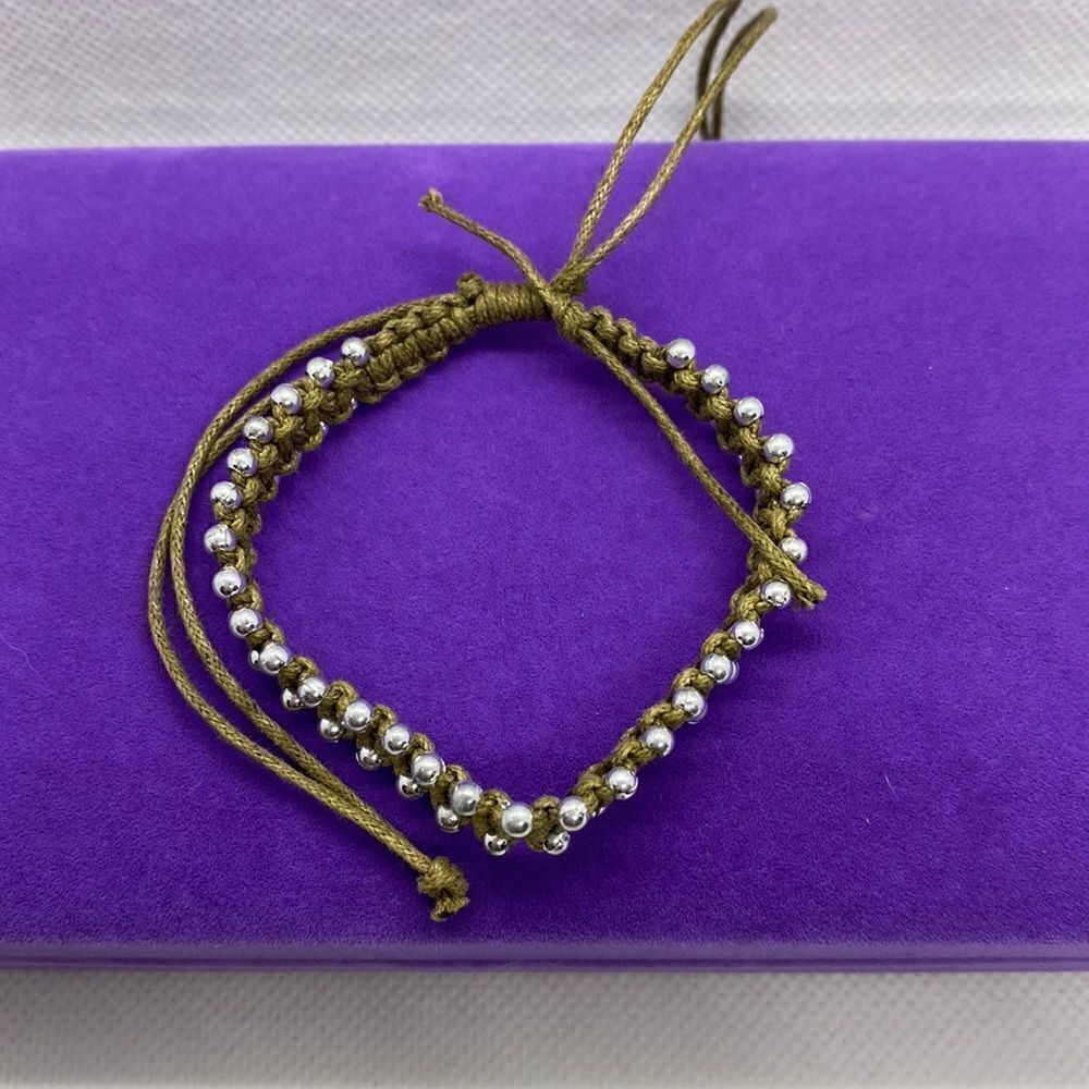 💛 Silver Ball & Rope Adjustable Bracelet - Picture 2 of 3
